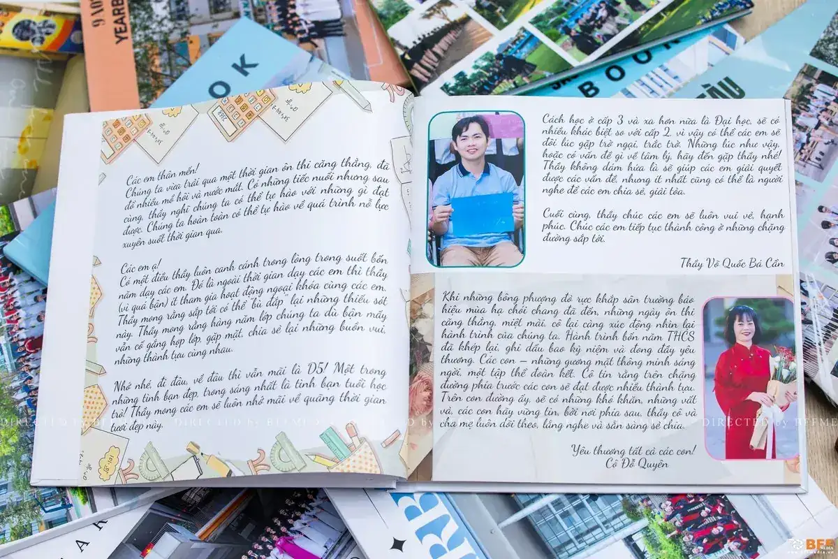 Trang photobook kỷ yếu dành riêng cho lời nhắn của học sinh